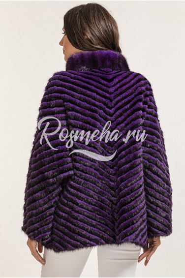 Пальто фиолет из норки нарезки (21-65351)