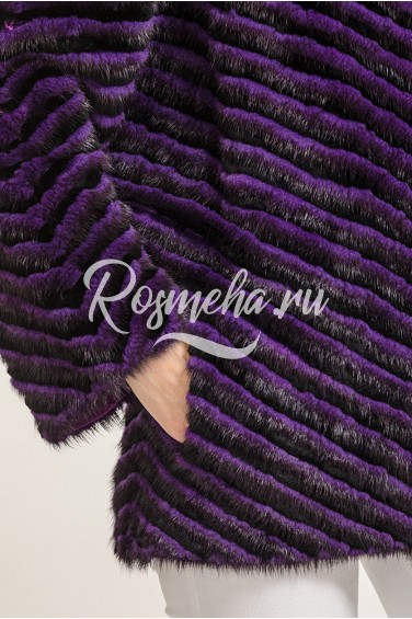 Пальто фиолет из норки нарезки (21-65351)