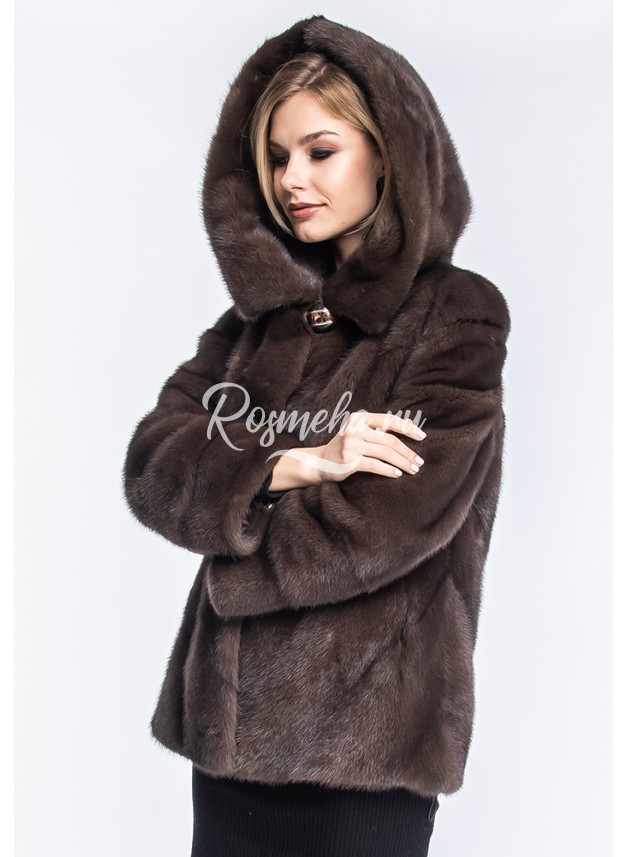 Короткая норковая шуба с капюшоном (12-7009) купить в интернет магазине  Rosmeha.ru