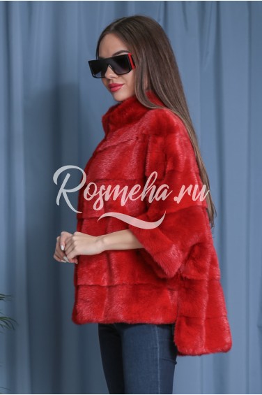 Красный свитер из меха норки (149-6004)