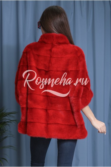 Красный свитер из меха норки (149-6004)