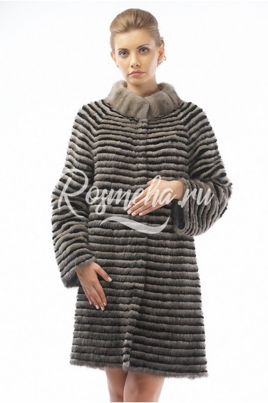 Меховое пальто из норки и кролика (25-90521)