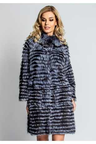 Демисезонное пальто из чернобурки (46-80521)